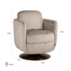 Draaifauteuil Turner khaki velvet fire retardant (FR-Quartz 903 Khaki) - Richmond Interiors