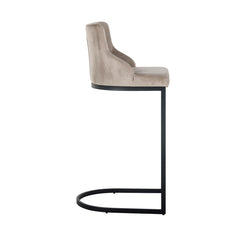 Bar stool Bolton khaki velvet / black fire retardant (FR-Quartz 903 Khaki) - Richmond Interiors