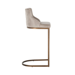 Bar stool Bolton khaki velvet / brushed gold fire retardant (FR-Quartz 903 Khaki) - Richmond Interiors