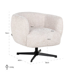 Drehbarer Easy Chair Estelle (Be Lovely 11 Cream) - Richmond Interiors