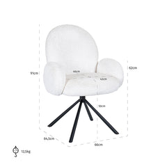 Draaifauteuil Jolie white sheep (Sheep 02 white) - Richmond Interiors