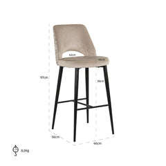 Bar stool Tabitha trendy nature fire retardant - Richmond Interiors