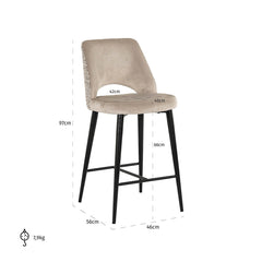 Counter stool Tabitha trendy nature fire retardant - Richmond Interiors