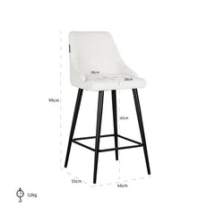 Counter stool Brooke white unicorn (set of 2) (Unicorn 02 white) - Richmond Interiors