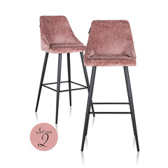 Bar stoel Brooke rose chenille (set van 2) (Bergen 705 rose chenille) - Richmond Interiors