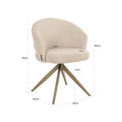 Dining chair Zendaya biscotti swivel fire retardant - Richmond Interiors