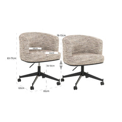 Esszimmerstuhl Rochenne mocca linear swivel on wheels - Richmond Interiors