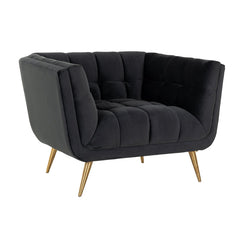 Fauteuil Huxley Antraciet velvet / Brushed gold (Quartz Antraciet 801) - Richmond Interiors