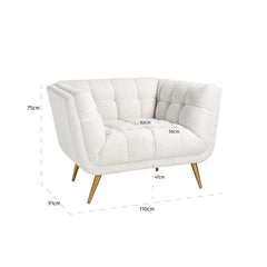 Sessel Huxley White Bouclé / brushed gold (Copenhagen 900 Bouclé White) - Richmond Interiors