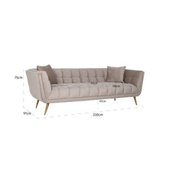 Sofa Huxley Khaki velvet / Brushed gold (Quartz Khaki 903) - Richmond Interiors