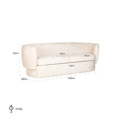 Couch Donatella white chenille fire retardant (FR-Bergen 900 white chenille) - Richmond Interiors