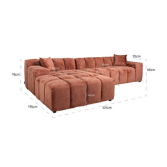 Sofa Cube 3-zits + lounge links (Fusion 92 Blush) - Richmond Interiors