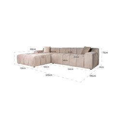 Sofa Cube 3-seater + lounge left (Quartz Khaki 903) - Richmond Interiors