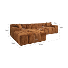 Sofa Cube 3-zits + lounge links (Be Lovely 603 Cinnamon) - Richmond Interiors