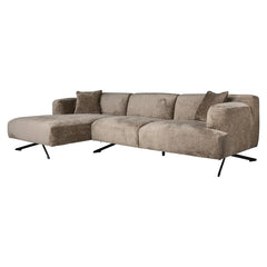 Bank Donovan 3-zits + lounge links (Bergen 104 taupe chenille) - Richmond Interiors