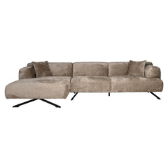 Bank Donovan 3-zits + lounge links (Bergen 104 taupe chenille) - Richmond Interiors