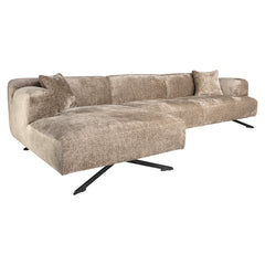 Bank Donovan 3-zits + lounge links (Bergen 104 taupe chenille) - Richmond Interiors