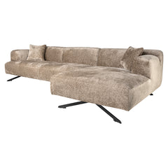 Bank Donovan 3-zits + lounge rechts (Bergen 104 taupe chenille) - Richmond Interiors