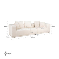 Sofa Lusso 3-seasts beige chenille (Niagara 902 beige) - Richmond Interiors