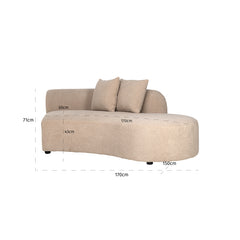 Sofa Grayson ottoman right sand furry|fully upholstered left (Himalaya 902 sand furry) - Richmond Interiors