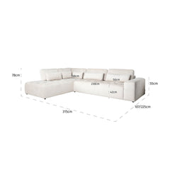 Bank Lund 3-zits + ottoman links cream fusion (Fusion cream 02) - Richmond Interiors