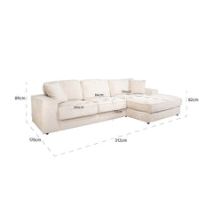 Sofa Santos 2,5-seater + lounge right beige niagara (Niagara 902 beige) - Richmond Interiors