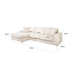 Sofa Santos lounge left + 2,5-seater beige niagara (Niagara 902 beige Chenille) - Richmond Interiors