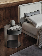 Skin leather bedside table with 1 drawer - Ditre Italia