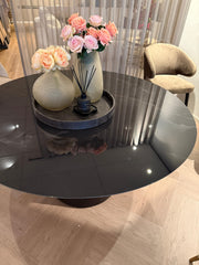 Keramische ronde eettafel 140 cm in Onice Nero Lux