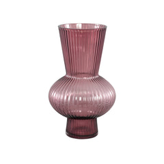 Anouk Purple solid glass vase ribbed round taps