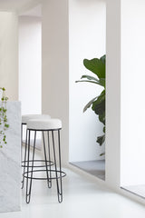 Bar stool ÃƒËœ41x73 cm ALICE bouclÃƒÂ© cream-black