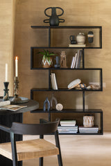 Bookshelf Vertical Slats Mango Wood Matt Black