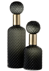 Bottle+Stop Check Glass Decorative Black/Gold Large