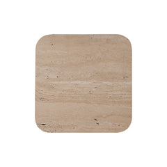 Bronson Cream Travertine and wood sidetable low