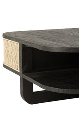 Coffee Table Molly Exotic Wood/Rattan Black