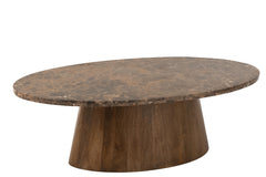 Coffee Table Oval Marble/Mango Wood Brown