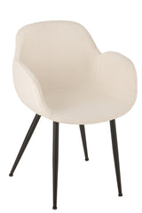 Dinning Chair Fabric/Metal White