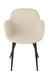 Dinning Chair Fabric/Metal White