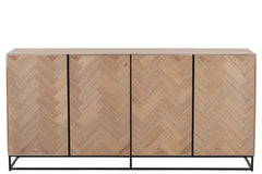 Dresser 4 Doors Zigzag Wood/Metal Natural/Black