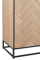 Dresser 4 Doors Zigzag Wood/Metal Natural/Black