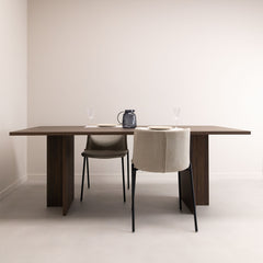 Eettafel Clay 200 x 100cm, kleur bruin notenhout