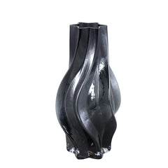 Florence Black glass vase curved lines L