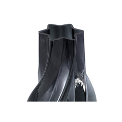 Florence Black glass vase curved lines L