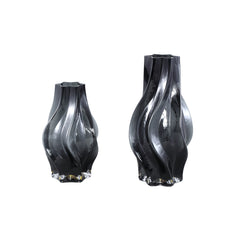 Florence Black glass vase curved lines L