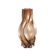 Florence Brown glass vase curved lines L