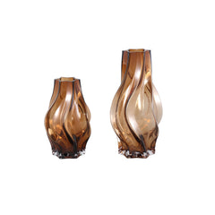 Florence Brown glass vase curved lines L