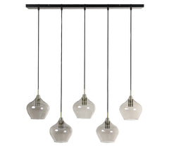 Hanging lamp 5L 104x20x120 cm RAKEL antique bronze+smoked