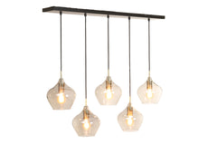 Hanging lamp 5L 104x20x120 cm RAKEL antique bronze+smoked