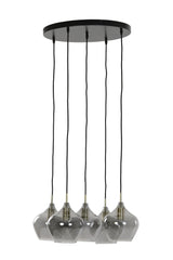 Hanging lamp 5L 61x66 cm RAKEL antique bronze+smoked