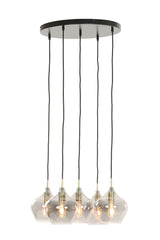 Hanging lamp 5L 61x66 cm RAKEL antique bronze+smoked